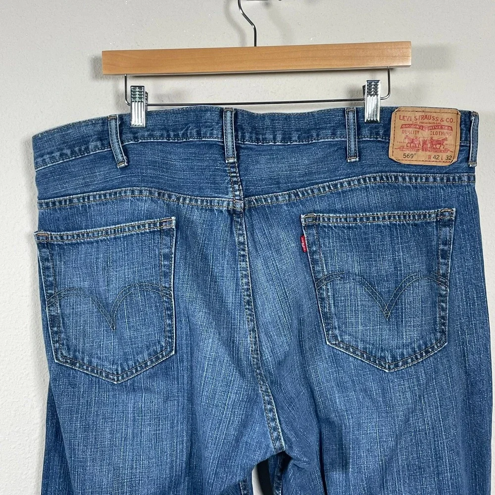 Levi's 569 Loose‎ Straight Jeans Mens 42x32 Blue 90s Grunge Y2K Baggy Classic